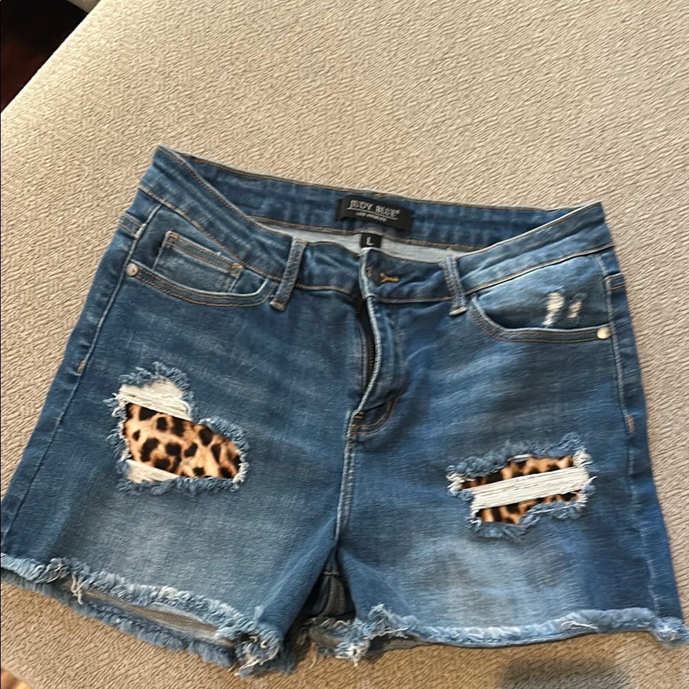 Judy Blue Jean Shorts Blue Distressed Mid-Length